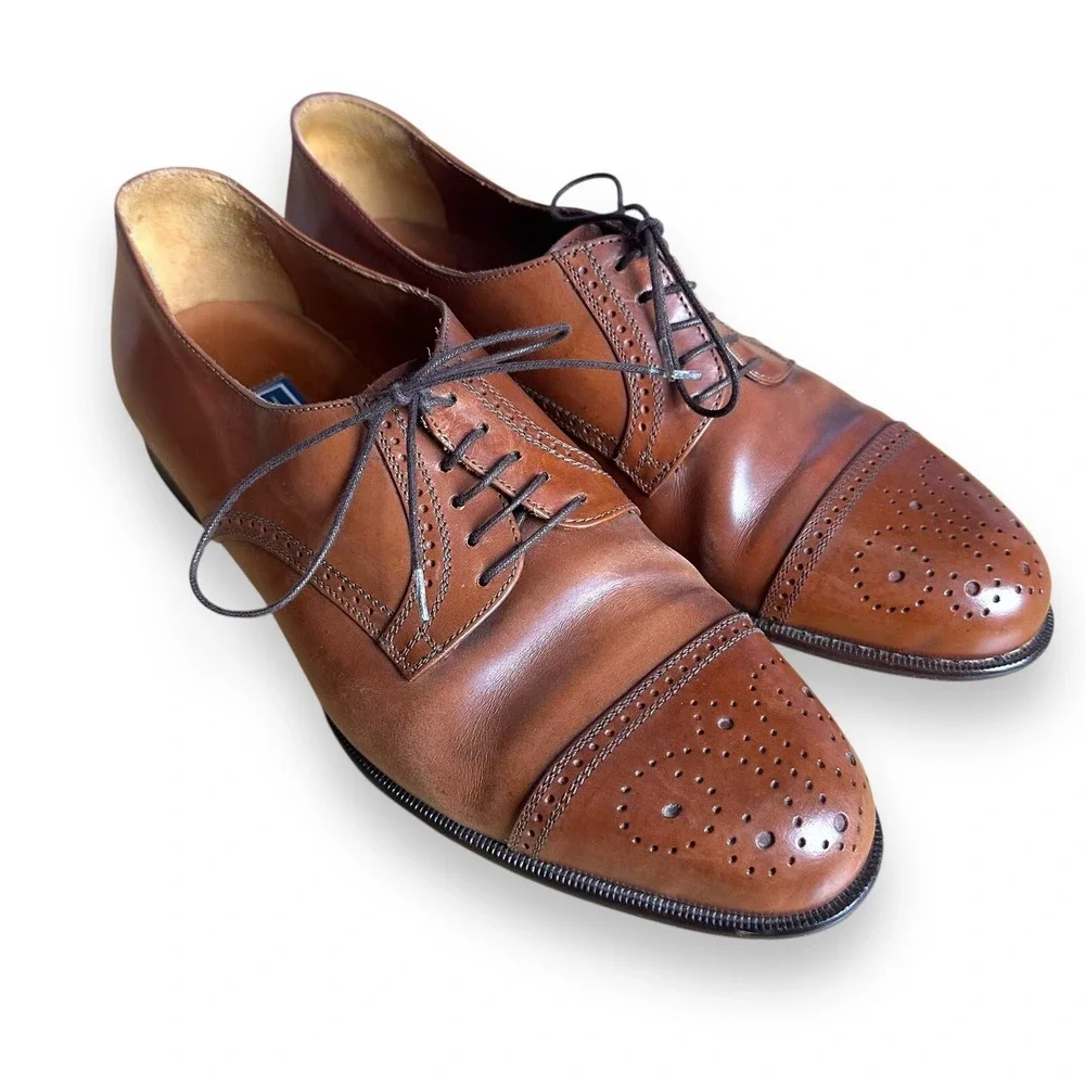 Bostonian Florentine Italy Brown Wingtip Size 9.5 M Men's Shoes Vero Cuoio